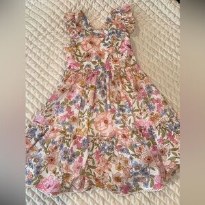 Rare Editions Floral Tiered Dress in Pink, Blue & Green